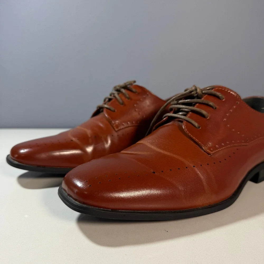 Stacy Adams Boys Dress Shoes Cognac‎ Brown Lace Up Oxford Size 7M